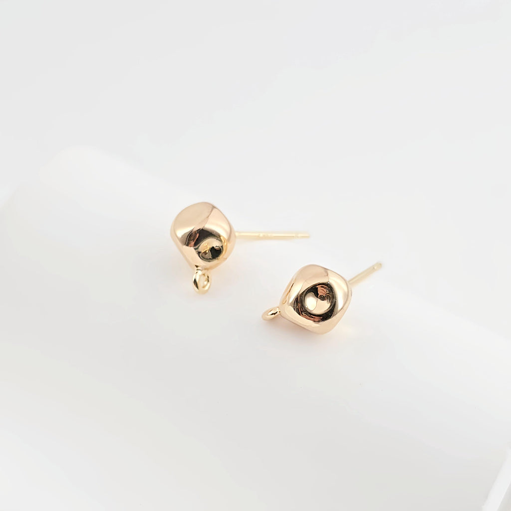 Stone Ear Post With Loop, S925 Silver Ear Pin Nickel Free Earrings, Gold/Silver Ear Stud, Hypoallergenic Earring Findings ZX267