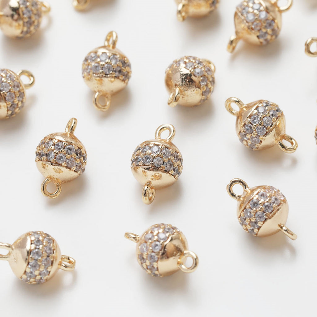 Hollow Pendant Connector, Cubic Zircon Crystal Connector, 18K Gold Plated Beads, Necklace Connector Charms, Jewelry Findings SC028