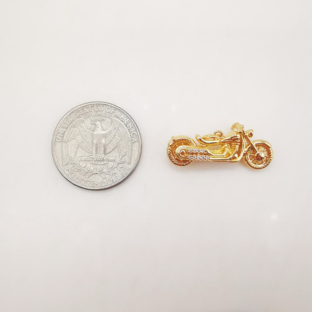 3D Motorcycle Charm, Gold/Silver/Black MotorCycle Pendant For Necklace Making, Biker Sport Jewelry Findings S20238