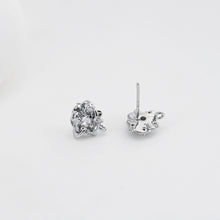 Cargar imagen en el visor de la galería, Poste para pendientes con forma de rosa, pendiente de botón de latón chapado en oro auténtico de 18 quilates con aro, pavé de circonitas cúbicas, sin níquel, fornitura D0450