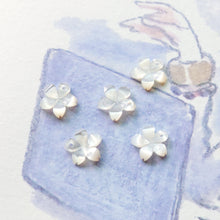 Load image into Gallery viewer, Flowers White Mother-of-Pearl, MOP Shell, Pearl Oyster, Engraved White Nacre, Shell Charm, Mother of Pearl Jewelry Making Findings RY025