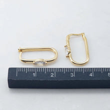 Load image into Gallery viewer, 18K Gold Plated Oval Hoop Earring, CZ Pave, Huggie Hoops Earring Parts, Oval Hoop earring  for Jewelry Making S20622