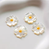 Flowers White Mother-of-Pearl, MOP Shell Pendant, Engraved White Nacre, Shell Charm, Mother of Pearl Jewelry Making Findings RY009