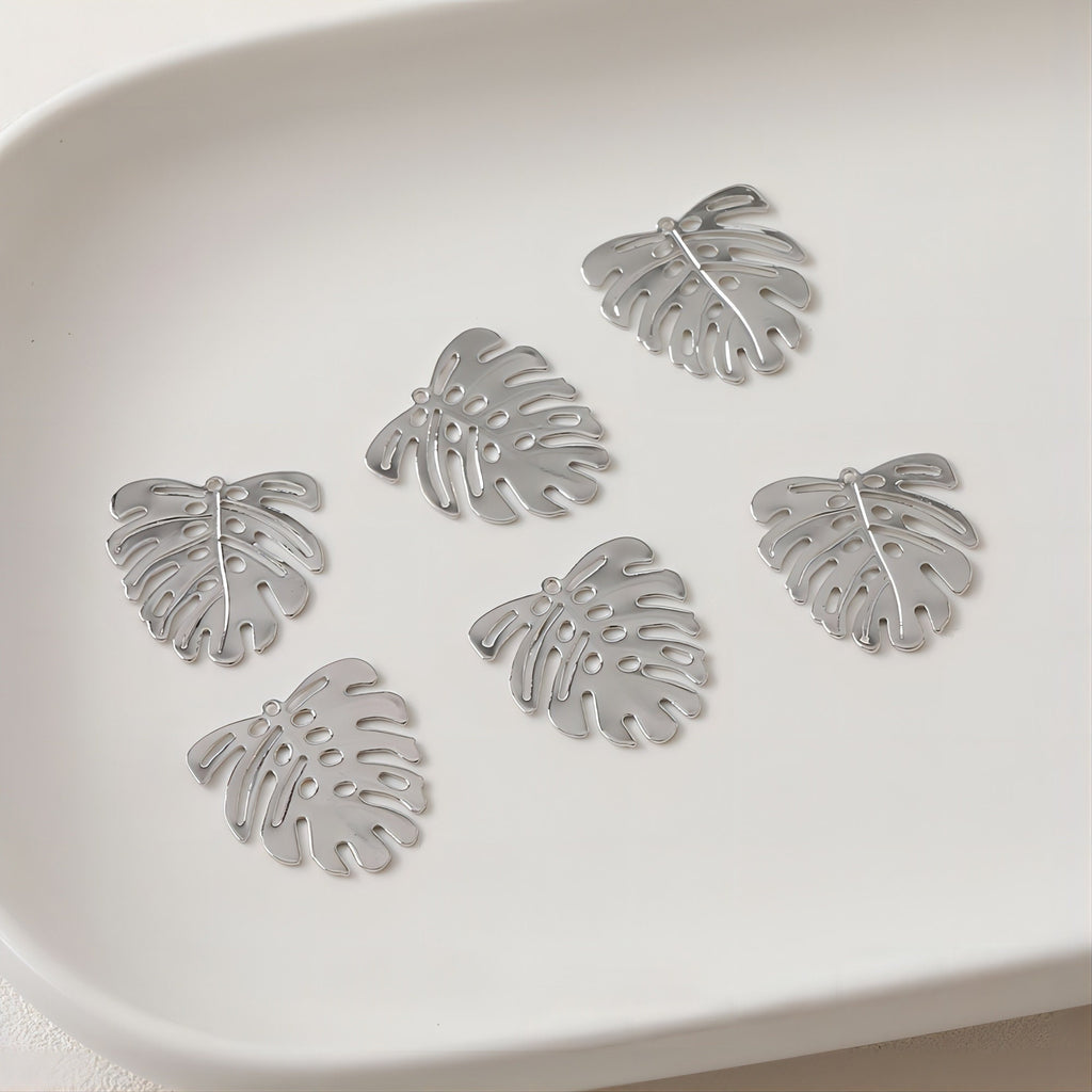 10PCS Gold Leaves Charms, 14K Gold/Silver Plated, Tortoise Shell Leaf Pendant, Necklace Charms, Jewelry Findings JH025