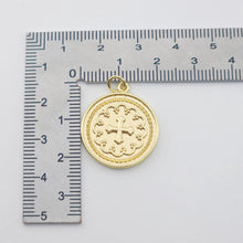Load image into Gallery viewer, Cross Charm, Coin Pendant, Rectangle Connector, 18K Gold Plated CZ Pave Religions Pendant, Necklace Making Charm, Jewelry Findings S1168