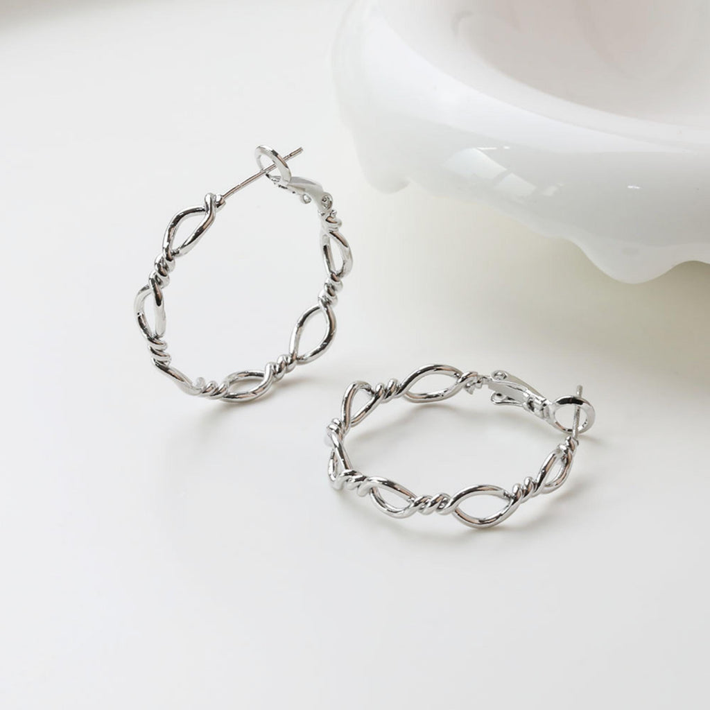 Twisted Hoop Earrings, 14K Gold/Silver Plated Brass, 30mm, Nickel Free Earrings, Shiny Gold Hoop Ear Stud GZ727