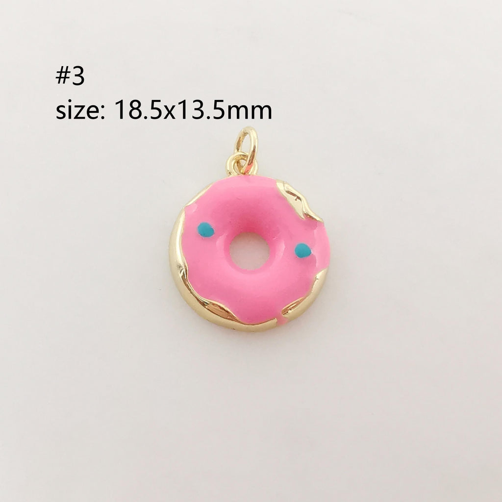 Dije de zapatilla de esmalte, dije de verano, donas, té de burbujas, colgante chapado en oro de 18 quilates, dije para hacer collares, accesorios de joyería S1013
