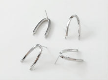 Load image into Gallery viewer, 14K Gold  U Shape Earring Post With 2 Loops, Arch Ear Studs, S925 Silver Ear Pin Nickel Free Earrings, Hypoallergenic Earring Findings G0015