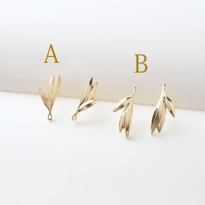 أقراط على شكل ورقة شجر مع حلقة، مطلية بذهب عيار 14 قيراط، دبوس فضة S925 خالية من النيكل، نتائج أقراط مضادة للحساسية BB063