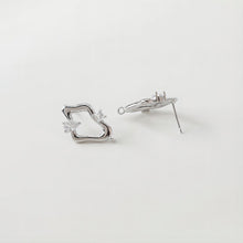 Load image into Gallery viewer, Irregular Pave CZ Earring Post, 14K Gold/Silver Plated,  S925 Silver Pin Nickel Free Earrings, Hypoallergenic Earring Findings JJ005