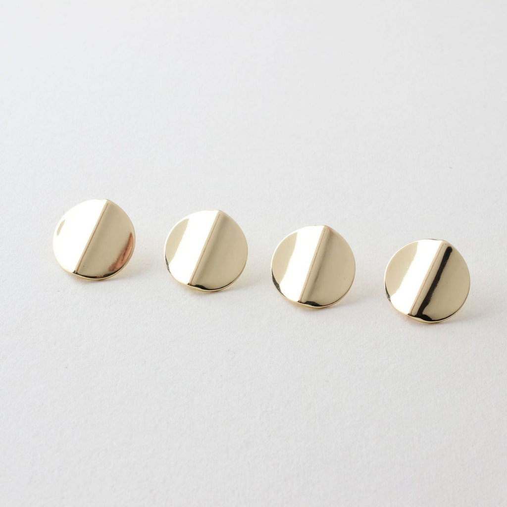 10pcs 18K Gold Round Post With Loop, Wave Round Stud Earring Nickel Free, 15mm, Hypoallergenic Earring Findings BB077