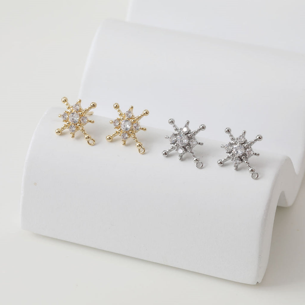 Pendiente de plata S925 con forma de estrella polar cúbica y aro, sin níquel, con forma de cruz de oro y plata, hipoalergénico, ZZ046