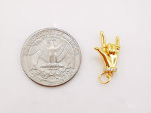 Load image into Gallery viewer, Hand Gestures Charm, Yeah/Rock Pendant, 18K Shiny Gold Plated Hand Symbol Charm, Necklace Bracelet Making Charms, Jewelry Findings S994
