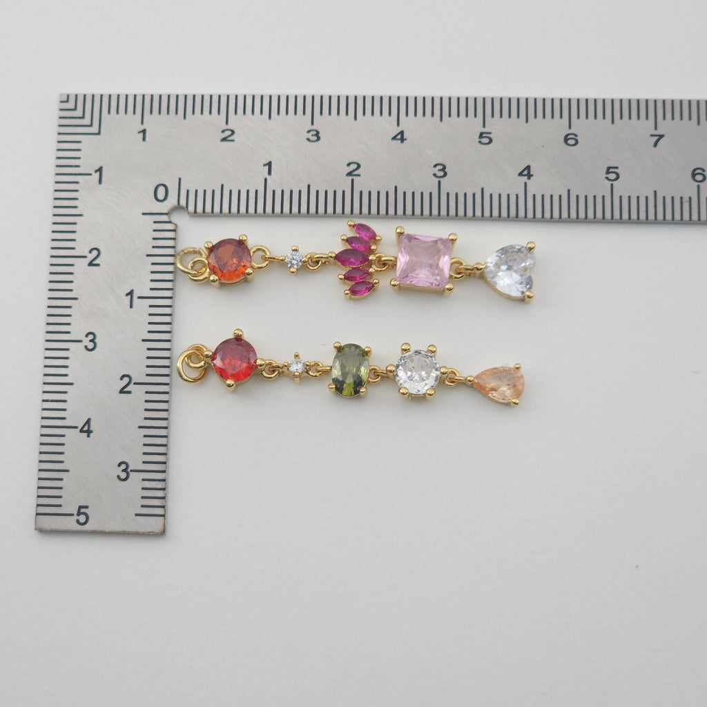 Elongated Cubic Tennis Charm, Link CZ Pendant, 18K Gold Plated Pendant, Earring Making Charm, Jewelry Findings S1163