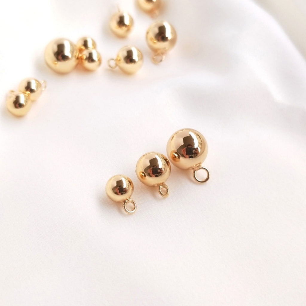 10PCS Gold Ball Charms, 8mm,10mm, 18K Gold Plated Ball Charms, Round Ball Pendant,  Necklace Charms, Jewelry Findings TH007-S1232