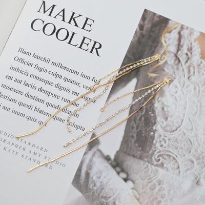 Gold Chain Tassel Pendant, Rhinestone Chain Charm, Cubic Zirconia, 18K Gold Plated Earring Chain Pendant, Earring Findings ZX087