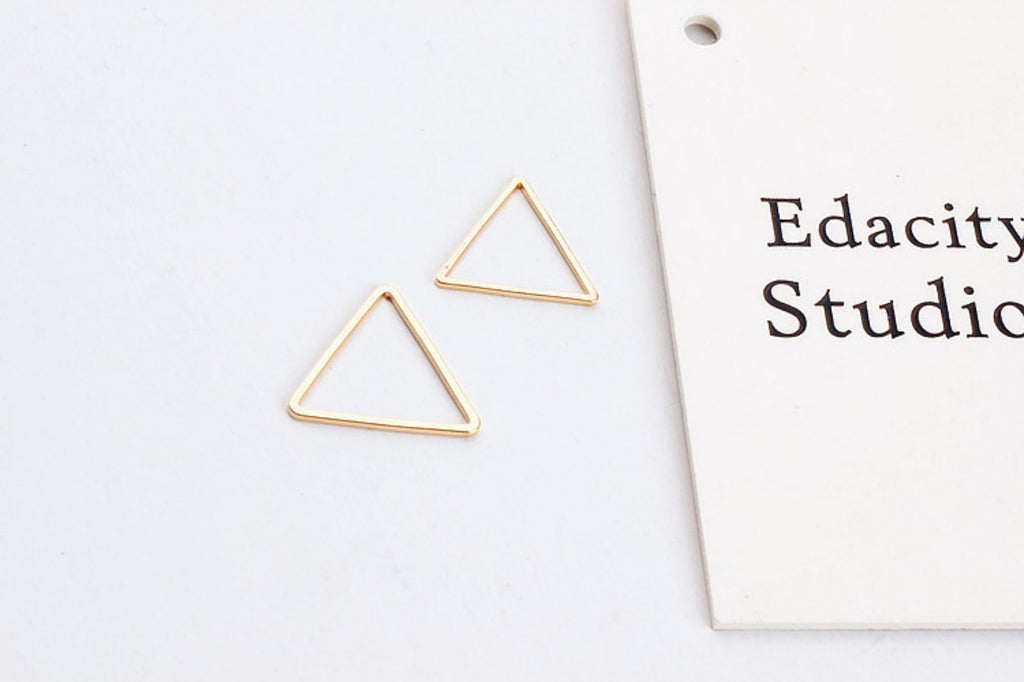 10 قطع مثلثات، قلادة مخرمة، سحر مثلث مطلي بالذهب/الفضة عيار 18 قيراطًا، قلادة BY021-ZX7041