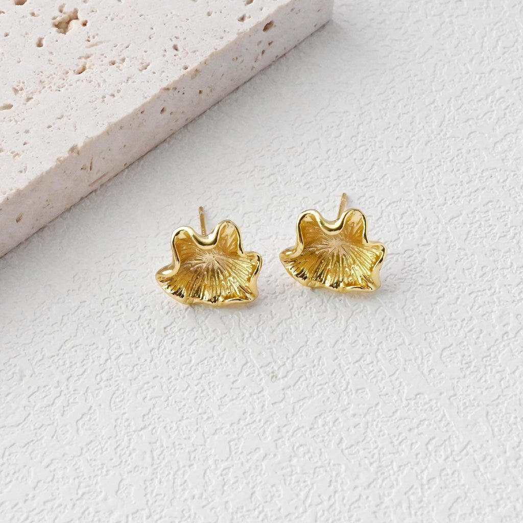 Flower Earring Post, 18K Real Gold Plated Brass Stud Earring With Loop, s925 silver pin, Nickel Free, Earring Finding D0482
