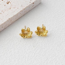 Load image into Gallery viewer, Flower Earring Post, 18K Real Gold Plated Brass Stud Earring With Loop, s925 silver pin, Nickel Free, Earring Finding D0482