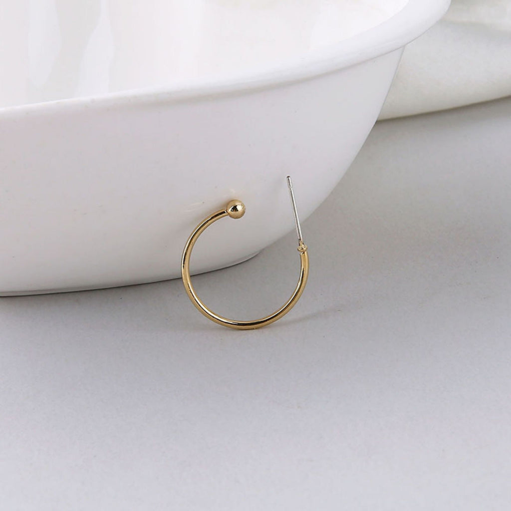 10pcs 14K Gold Plated C Shape Hoop Earring, 15mm, 20mm, 25mm, 35mm, S925 Silver Ear Pin, Huggie Hoops Earring BY003-ZX7004