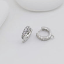 Load image into Gallery viewer, Cubic Zirconia Ear Hoops Multicolor Pave Crystal , 12.5mm, 18K Gold Plated Leverback Earrings, Huggie Hoops Earring D0558