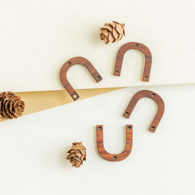 2PCS Arches Geometric Charm, Wooden Pendant, Necklace Making Findings JT047