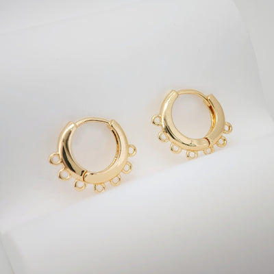 10PCS Leverback Earring Parts with 7 loops, 18K Gold Plated Huggie Hoops Earring Parts, Ear Hoops, earring findings for Jewelry Making ZX046