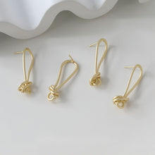 Cargar imagen en el visor de la galería, Pendiente de nudo dorado, pasador de plata S925, pendientes sin níquel, pendiente de botón de 18 quilates, accesorios para pendientes con nudo GE037