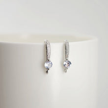 Cargar imagen en el visor de la galería, Alambres para pendientes chapados en oro de 18 quilates, ganchos redondos con pavé cúbico, sin níquel, ganchos para pez, alambres para bisutería D0140