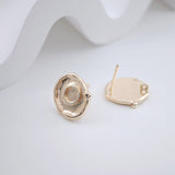 Round Earring Posts , Gold Plated Earring Post with Loop, S925 Silver Needle, Handmade Earring Finding, DIY Earring Supplies ZX223