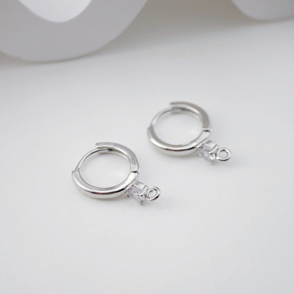 CZ Pave Earring Hoop, Gold Plated Huggie Hoop Earring with Loop, Huggie Hoops DIY Earring  Findings,Handmade Earring Supplies D0085