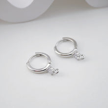 Load image into Gallery viewer, CZ Pave Earring Hoop, Gold Plated Huggie Hoop Earring with Loop, Huggie Hoops DIY Earring  Findings,Handmade Earring Supplies D0085