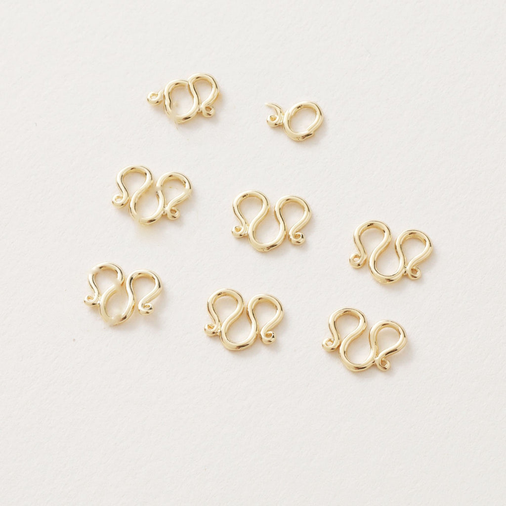 5PCS- M Hook Clasps, 18K Gold Plated W Clasp, S Clasps, 9x10mm, Necklace Bracelet Making Clasp, Jewelry Findings JG054