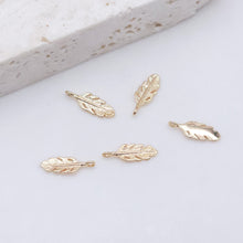 Load image into Gallery viewer, Danity Feather Pendant, 14K Gold Plated Earring Making Findings, Jewelry Findings GZ152