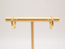 Load image into Gallery viewer, Cubic Ear Hoops Pave Crystal, 16mm, 18K Gold Plated Leverback Earrings, Huggie Hoops Earring S20267