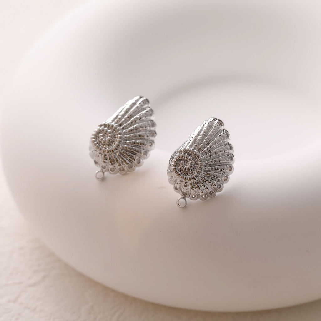 Pendientes de caracola con aro y colgante, chapados en oro de 18 quilates, sin níquel, hipoalergénicos, GZ781