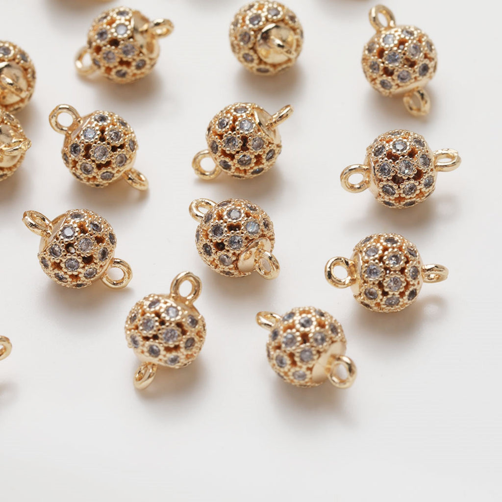 Hollow Pendant Connector, Cubic Zircon Crystal Connector, 18K Gold Plated Beads, Necklace Connector Charms, Jewelry Findings SC028