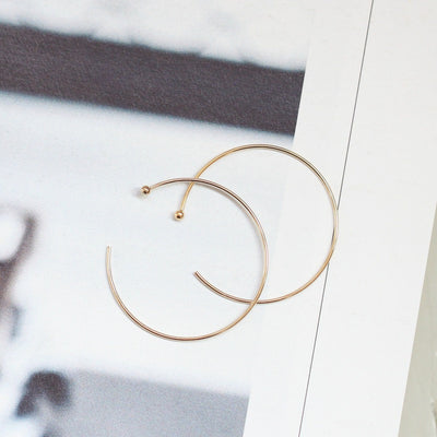 14K Gold Filled Hoop Earring Findings [One Pair], 18mm/26mm, Half Ring Hook Earring, Circle Ear Wires with Ball B013