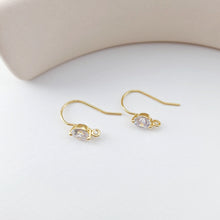 Load image into Gallery viewer, 18K Gold Plated Ear Wires, Round Cubic Pave Earring Hooks, Nickel Free, Fish Hooks, Ear Wires for Jewelry Making D0171