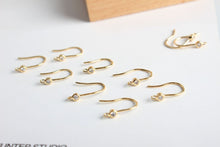 Load image into Gallery viewer, 18K Gold Plated Ear Wires, Cubic Pave Earring Hooks, Nickel Free, Fish Hooks, Ear Wires for Jewelry Making GZ155-ZX7033