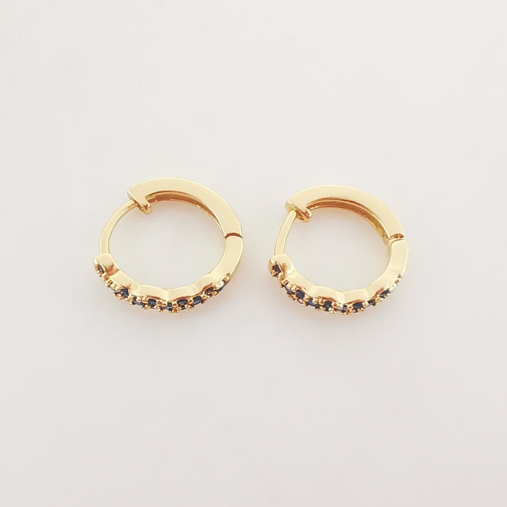 Multicolor CZ Pave Ear Hoops, 13.5mm, 5 colours you choose, 18K Gold Plated Leverback Earrings, Huggie Hoops Earring S20268