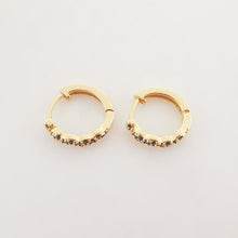 Load image into Gallery viewer, Multicolor CZ Pave Ear Hoops, 13.5mm, 5 colours you choose, 18K Gold Plated Leverback Earrings, Huggie Hoops Earring S20268