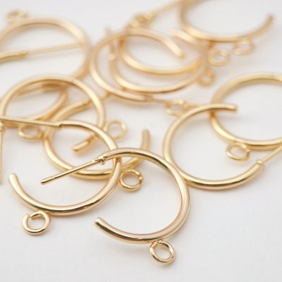 10pcs Gold C Shape Earrings Post With Loop, S925 Silver Ear Pin Nickel Free Earrings, Ear Stud Loop, Hypoallergenic Earring Findings Z050