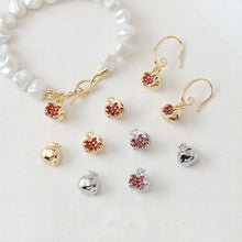 Load image into Gallery viewer, 3D Pomegranate Pendant, Fruit Charm, 14K Gold/Silver, Pave Red CZ, Necklace Charms, Jewelry Findings GS011