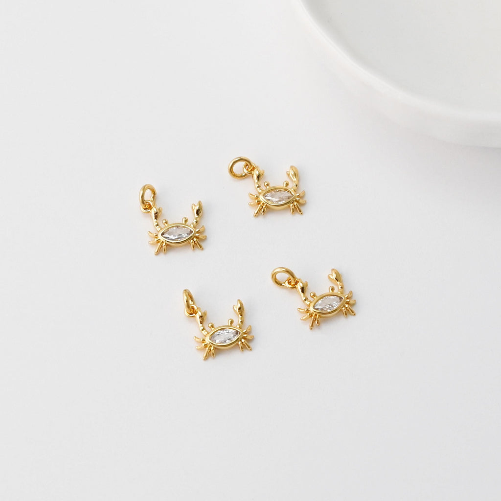 Octopus Charms, Crab Charms, 18K Gold Plated Cubic Micro CZ Pave Charms, Octopus Pendant for Necklace Jewelry Findings