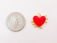 Load image into Gallery viewer, Red Heart Enamel Charms, 18K Gold Plated Love Pendant, Necklace Making Pendants, 22mm, Jewelry Findings S355