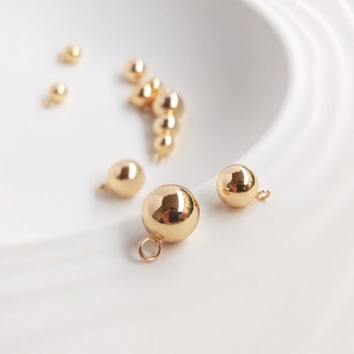 10PCS Gold Ball Charms, 8mm,10mm, 18K Gold Plated Ball Charms, Round Ball Pendant,  Necklace Charms, Jewelry Findings TH007-S1232