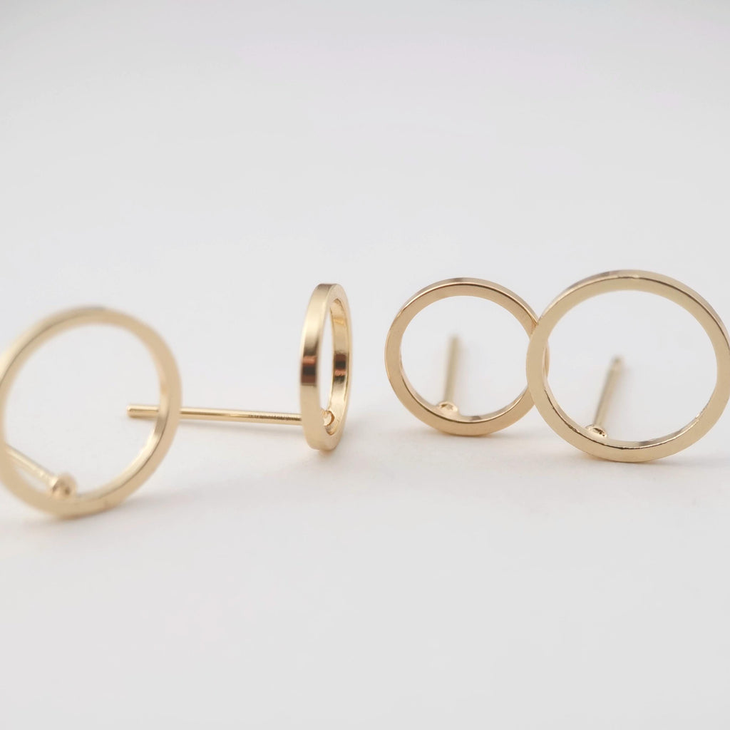 4pcs 14K Gold Round Post With Loop, Openwork Round Stud Earring Nickel Free, 10mm, 12mm, Hypoallergenic Earring Findings Z076