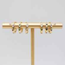 Load image into Gallery viewer, Multicolor Cubic Pave Ear Hoops, 12.6mm, 18K Gold Plated Leverback Earrings, Huggie Hoops Earring S20475