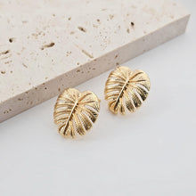 Load image into Gallery viewer, Gold Leaf  Earring Post With Loop, Nickel Free Earrings, Ear Stud Loop, Hypoallergenic Earring Findings ZX308